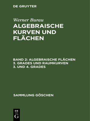 cover image of Algebraische Flächen 3. Grades und Raumkurven 3. und 4. Grades